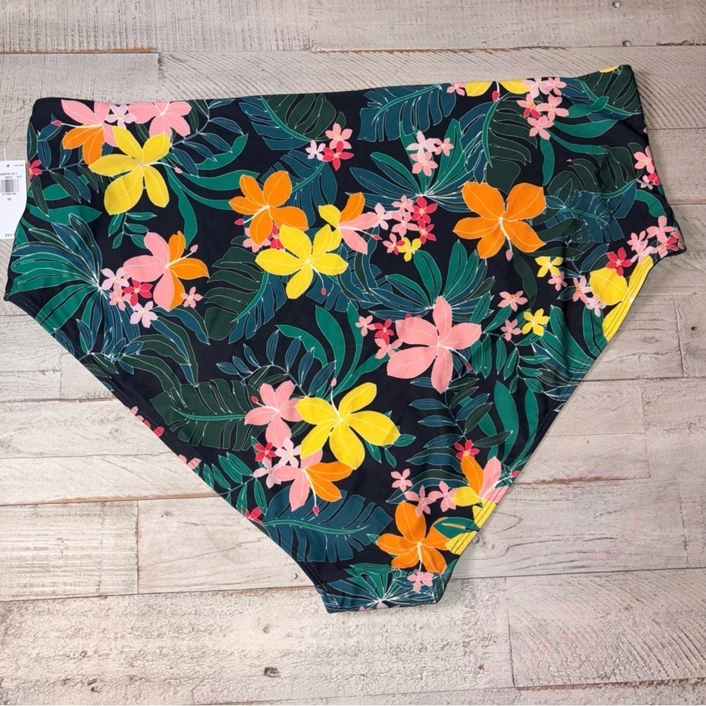 Old Navy Women's Size 3X Black Tropical High-Rise Classic Bikini Swim Bottom - Picture 5 of 13